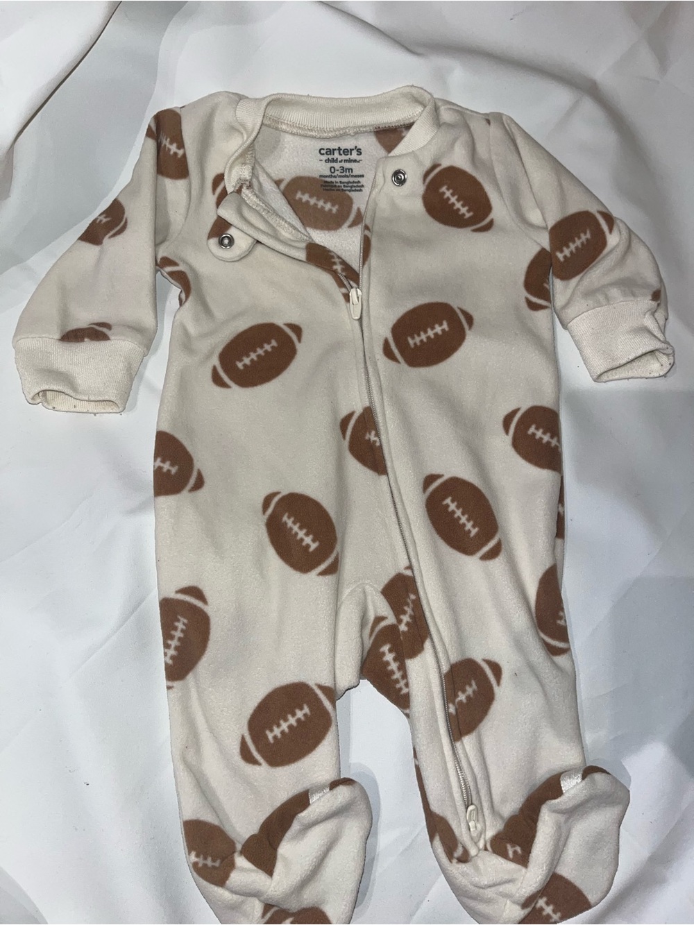Carter's Child of Mine Football Fleece Footed Sleeper 0-3M